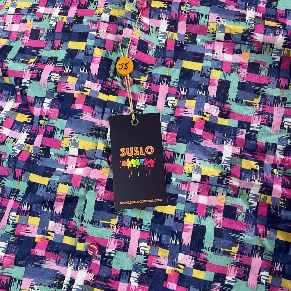Suslo Couture Men's Long Sleeve Colorful Print Button-Down Shirt Size XXL - Picture 5 of 10